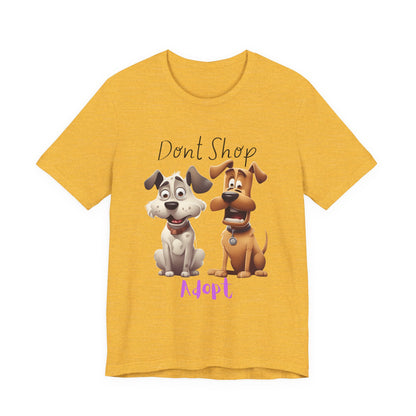 Don't Shop Adopt rescue dog t-shirt — organic cotton unisex tee, dog adoption design, Sniff Waggle And Walk