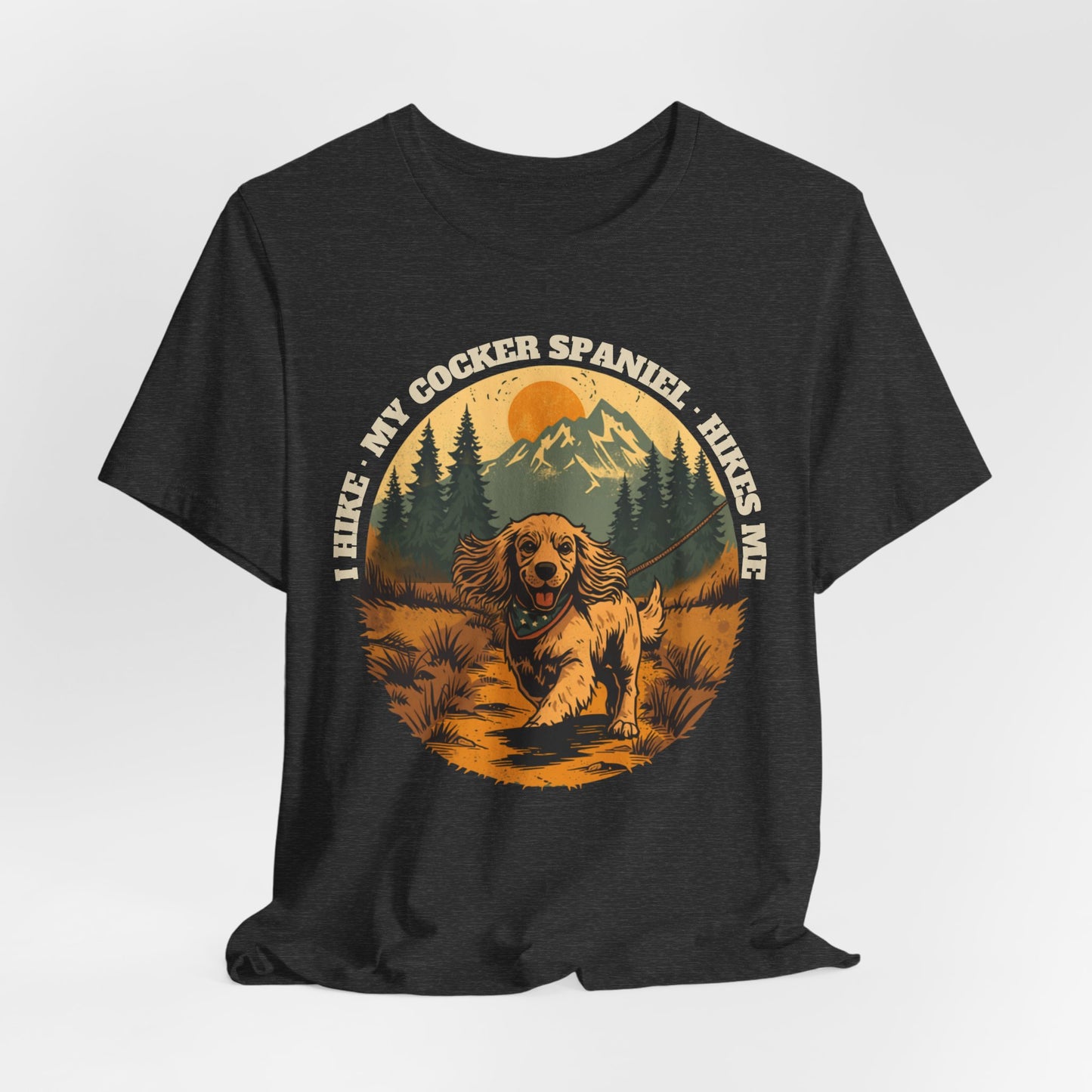 Cocker spaniel hiking tee black heather
