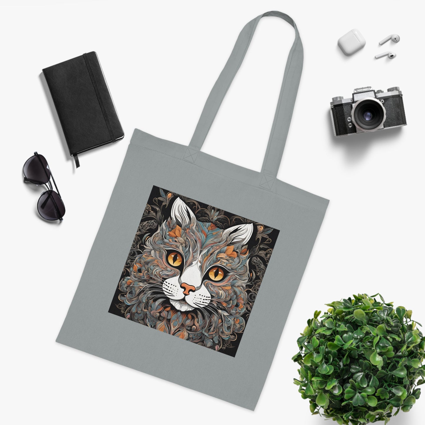 Cat Cotton Tote Bag - Double-Sided Design-Sniffwaggleandwalk™