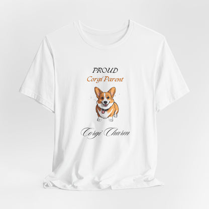 Proud Corgi Parent t-shirt in White, flat lay