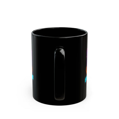Staffie Neon Dog Black Mug — Retro Street Pack Coffee Cup (11oz/15oz)