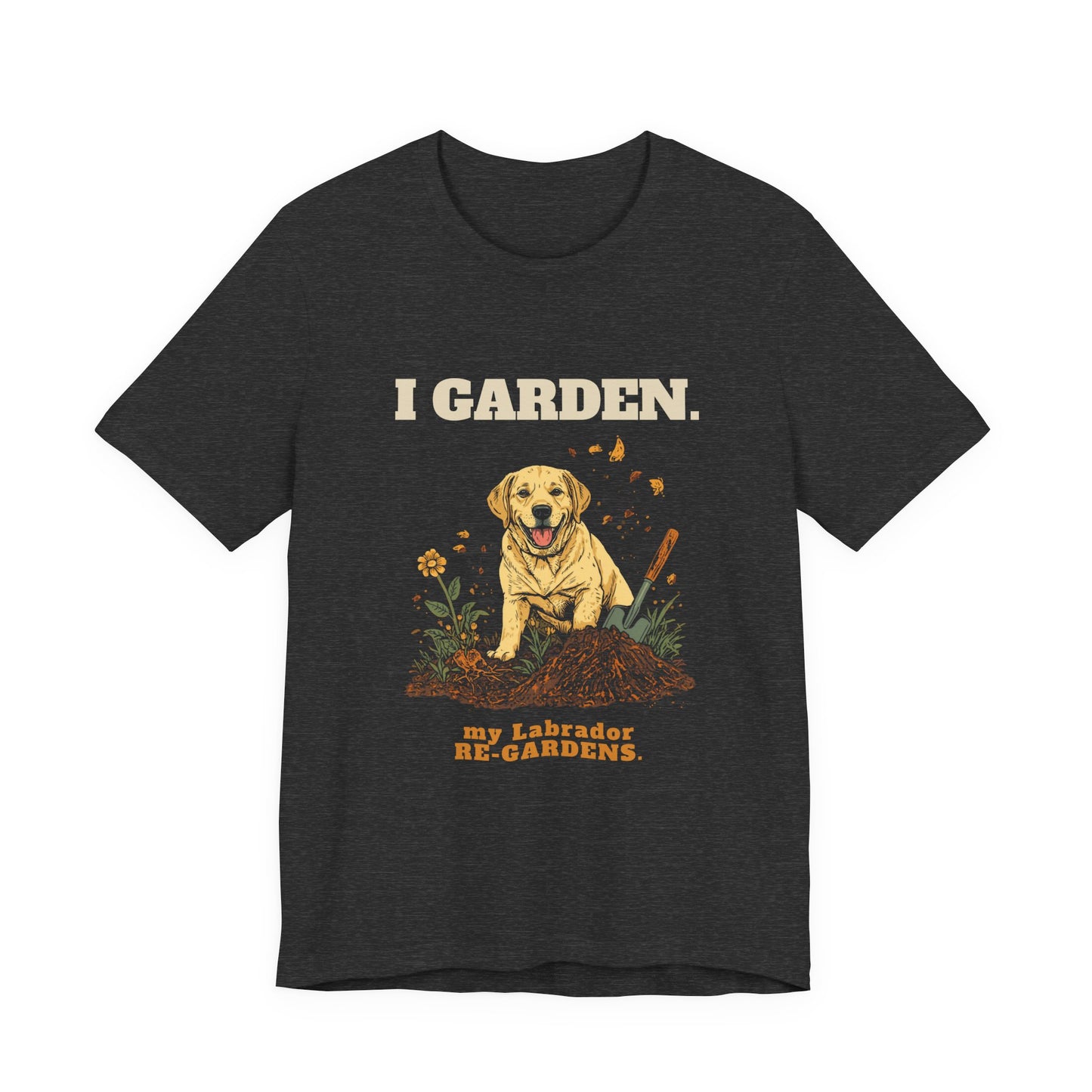 Labrador gardening tee — navy unisex t-shirt
