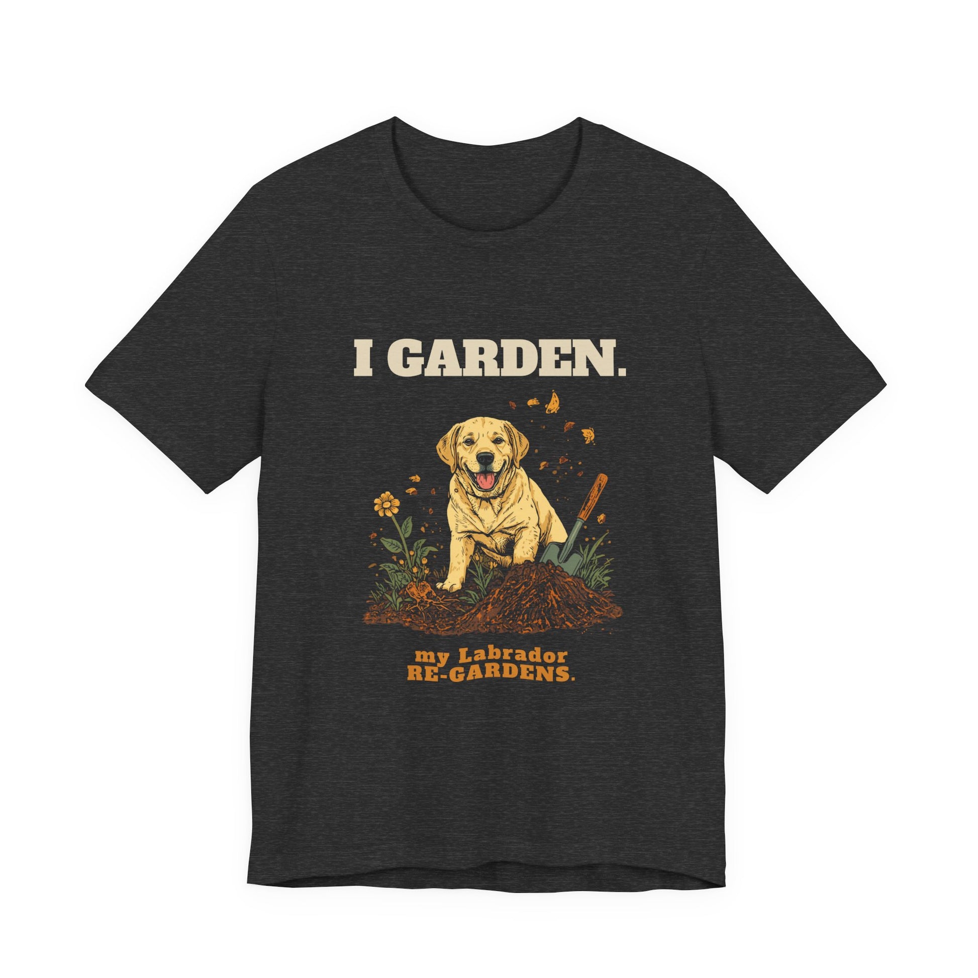 Labrador gardening tee — navy unisex t-shirt