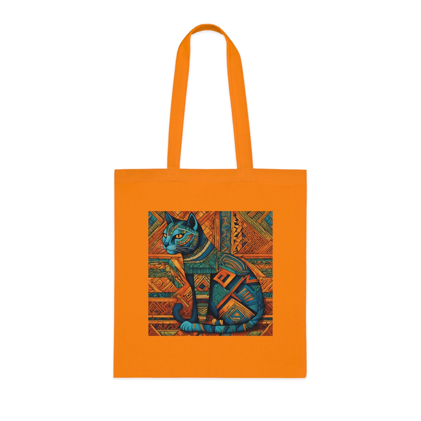 Cotton Tote Bag with Egyptian Cat Design-Sniffwaggleandwalk™