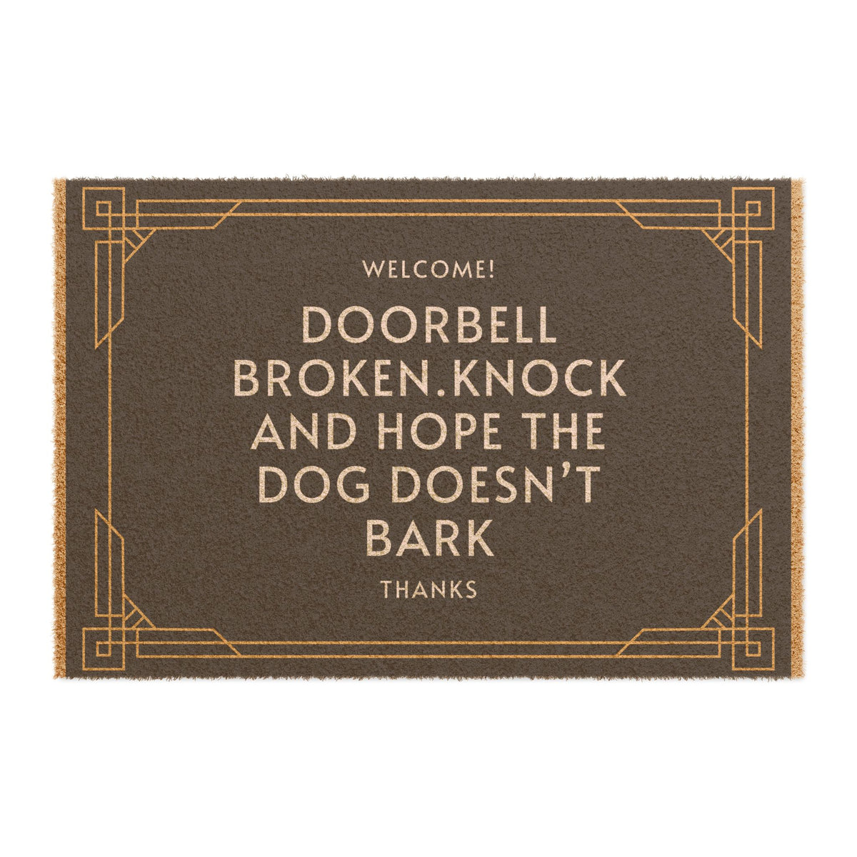 doorbell broken knock and hope eco coir doormat close up