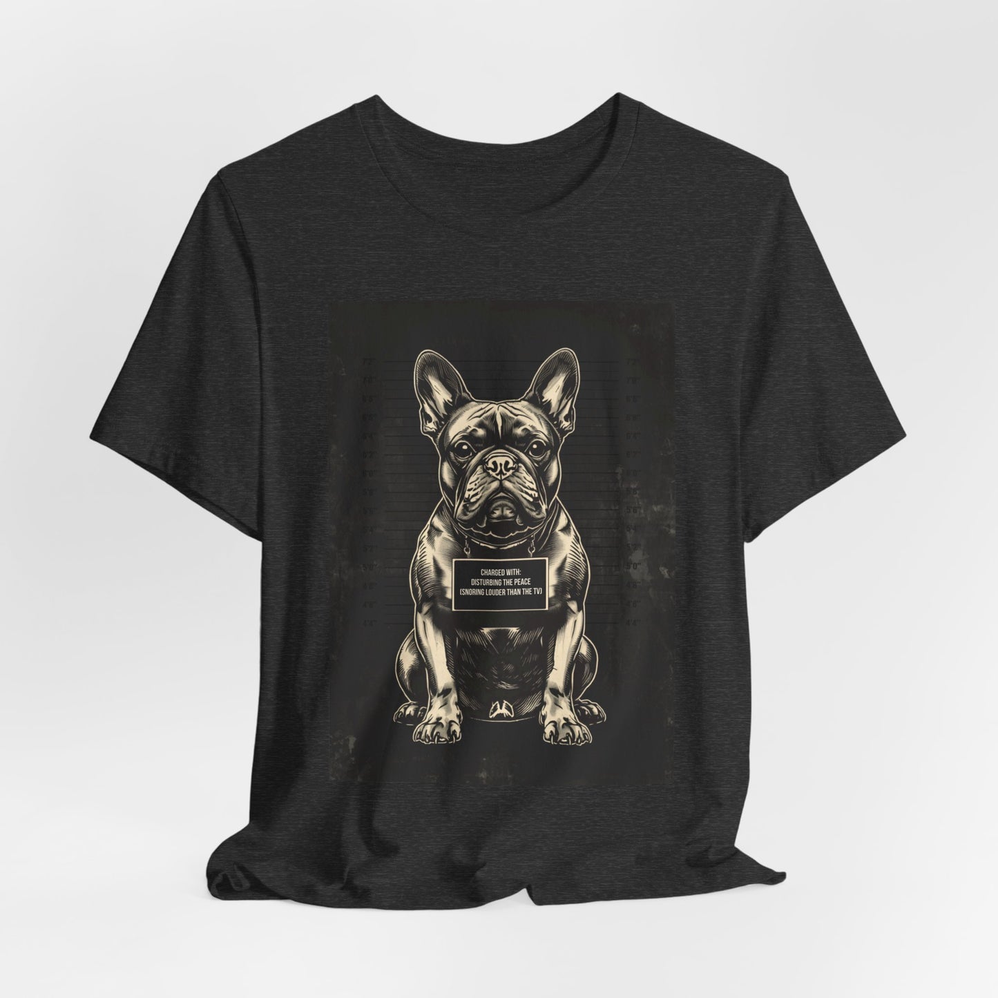 French Bulldog True Crime Night Shift t-shirt product photo, folded, black