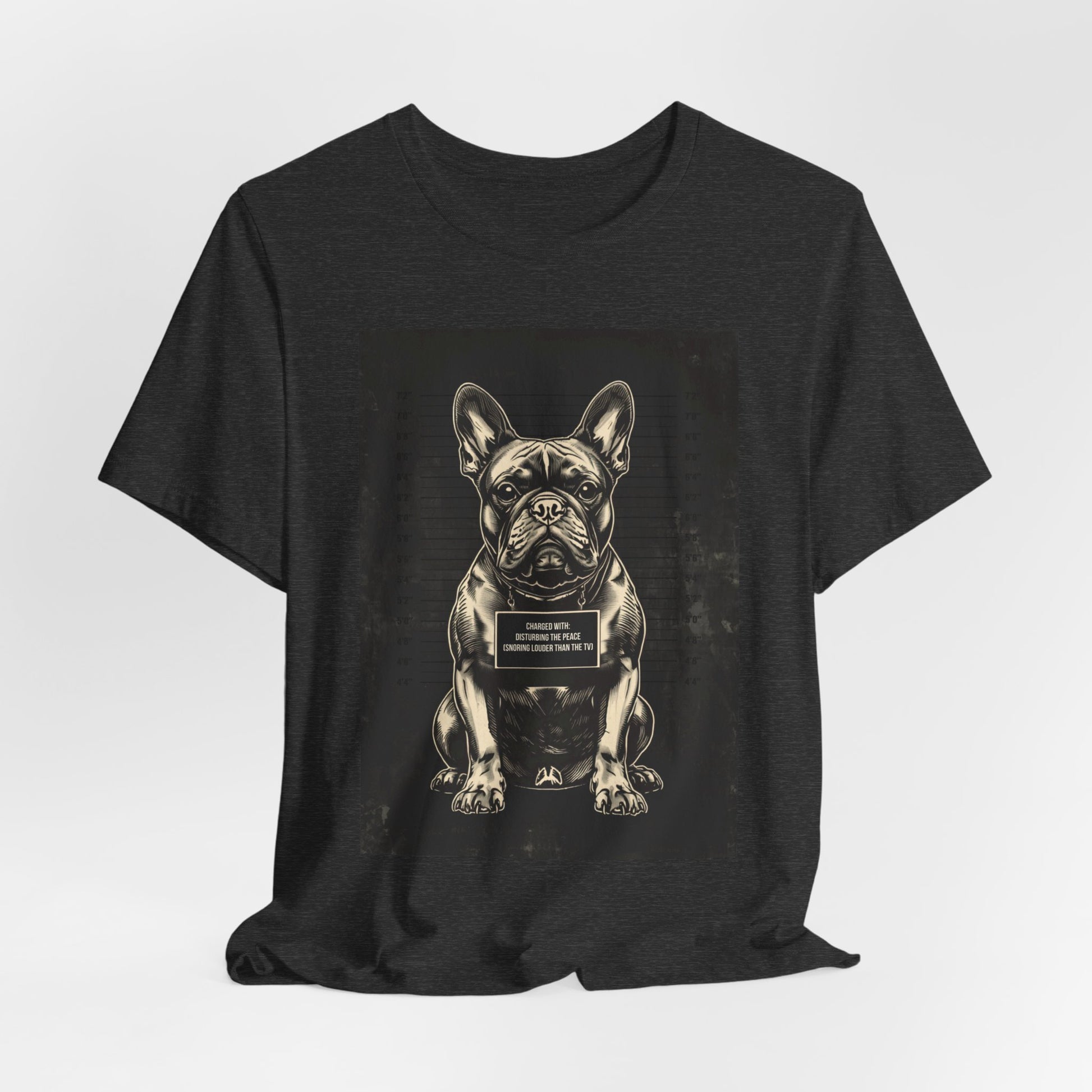 French Bulldog True Crime Night Shift t-shirt product photo, folded, black