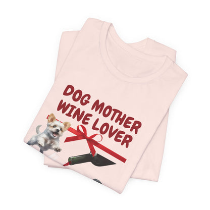 Dog Mother Wine Lover t-shirt in Athletic Heather, flat lay