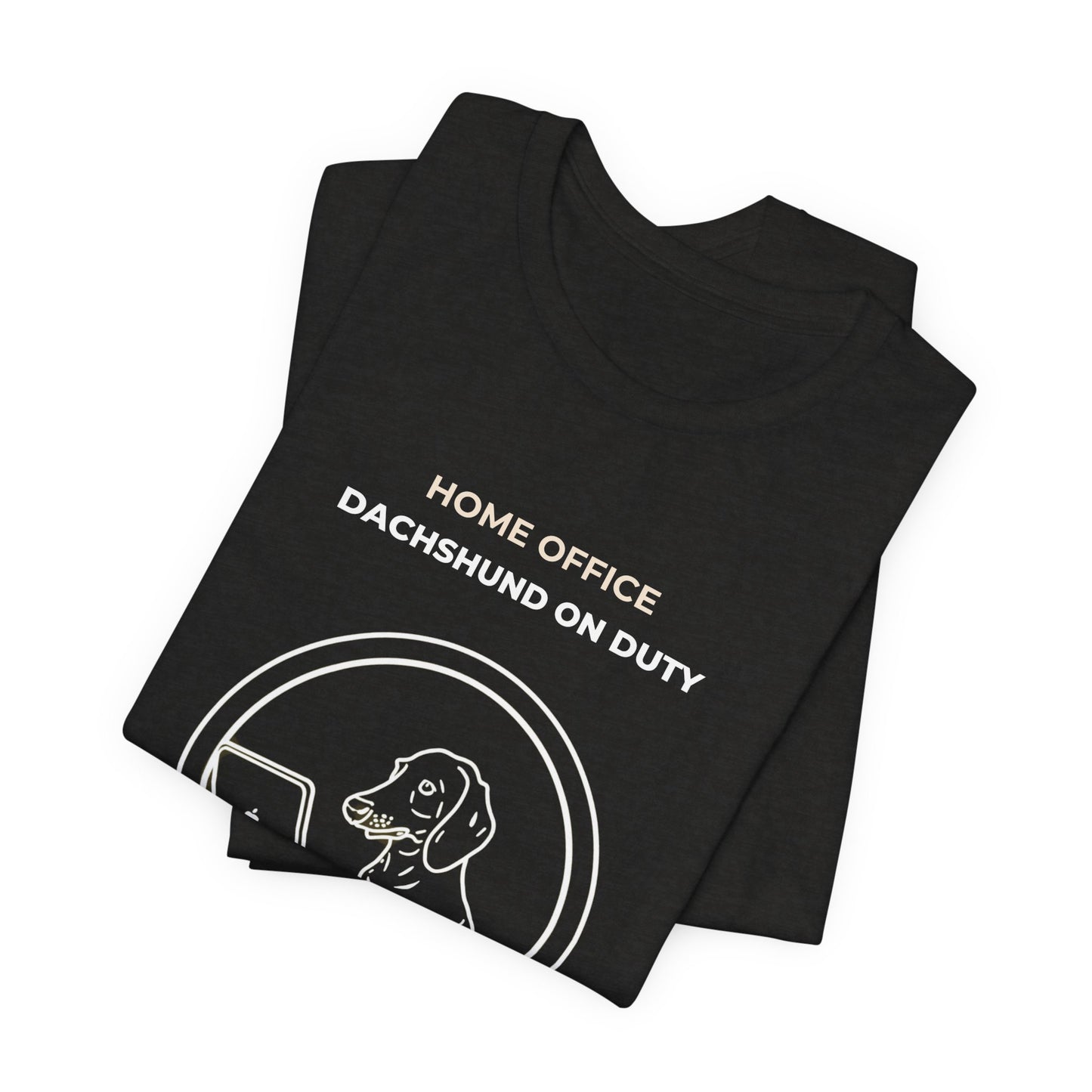 Dachshund Home Office Tee — "Home Office Dachshund On Duty" Cute Dog Laptop T-Shirt