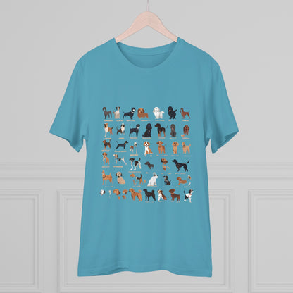 SniffwaggleNwalk™️ Comfy Organic Creator T-shirt - Unisex "Dog breeds" - Sniff Waggle And Walk