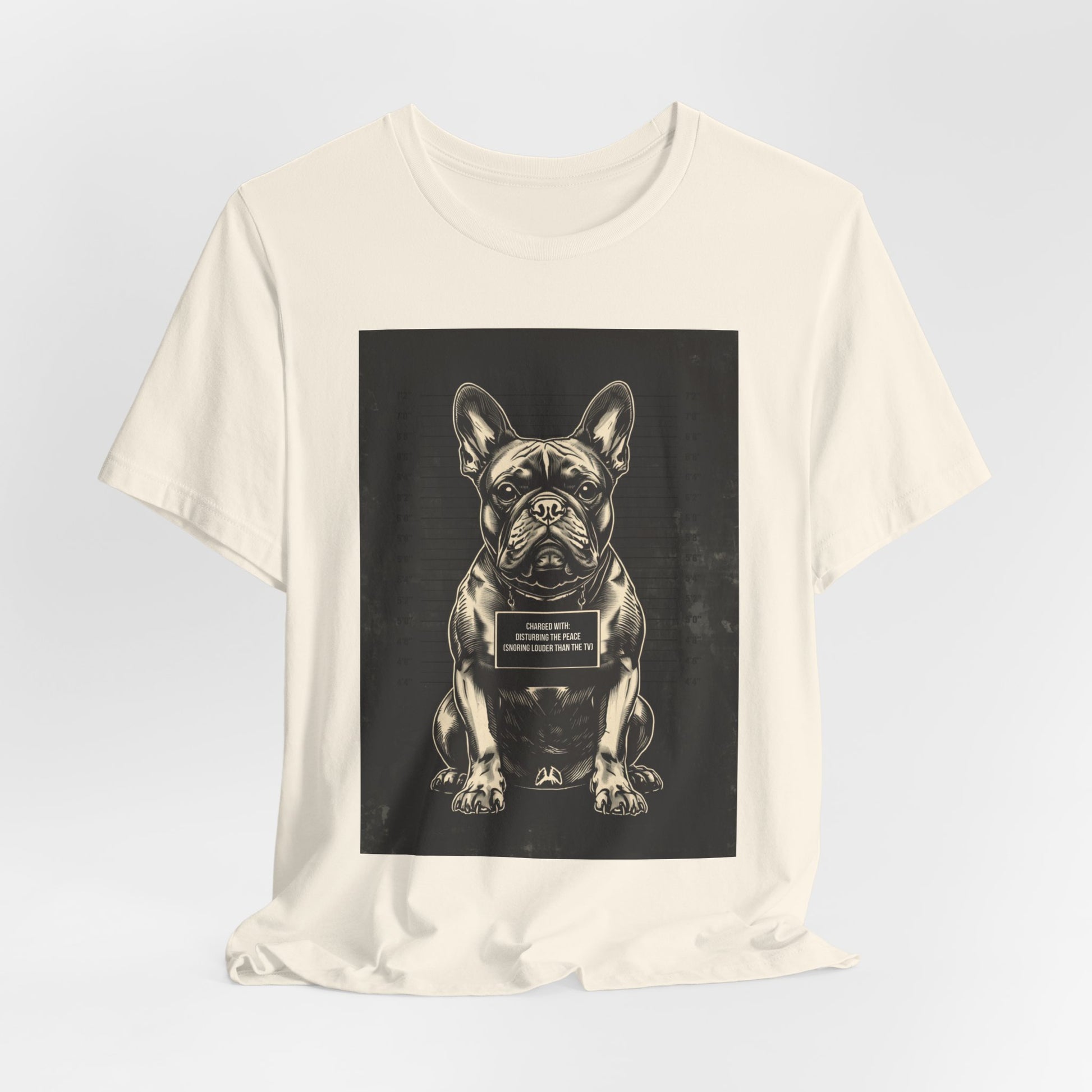 French Bulldog True Crime Night Shift t-shirt, athletic heather, back view