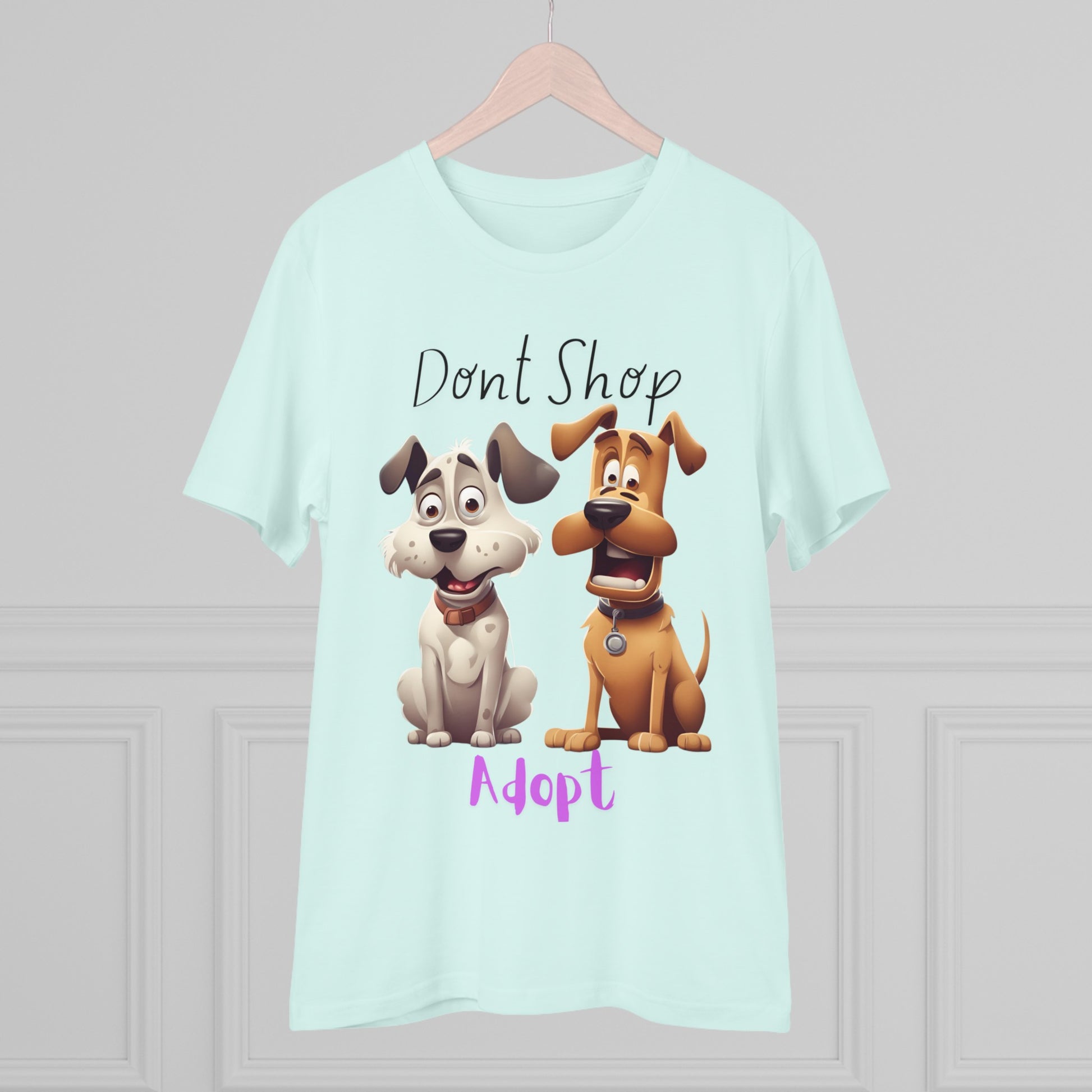 DONT SHOP ADOPT Organic ECO friendly T-shirt - Unisex - Sniff Waggle And Walk