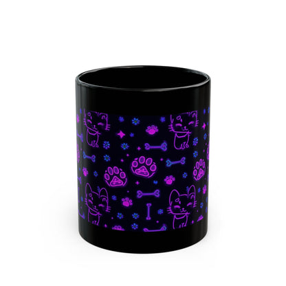 Neon cat mug side view with handle