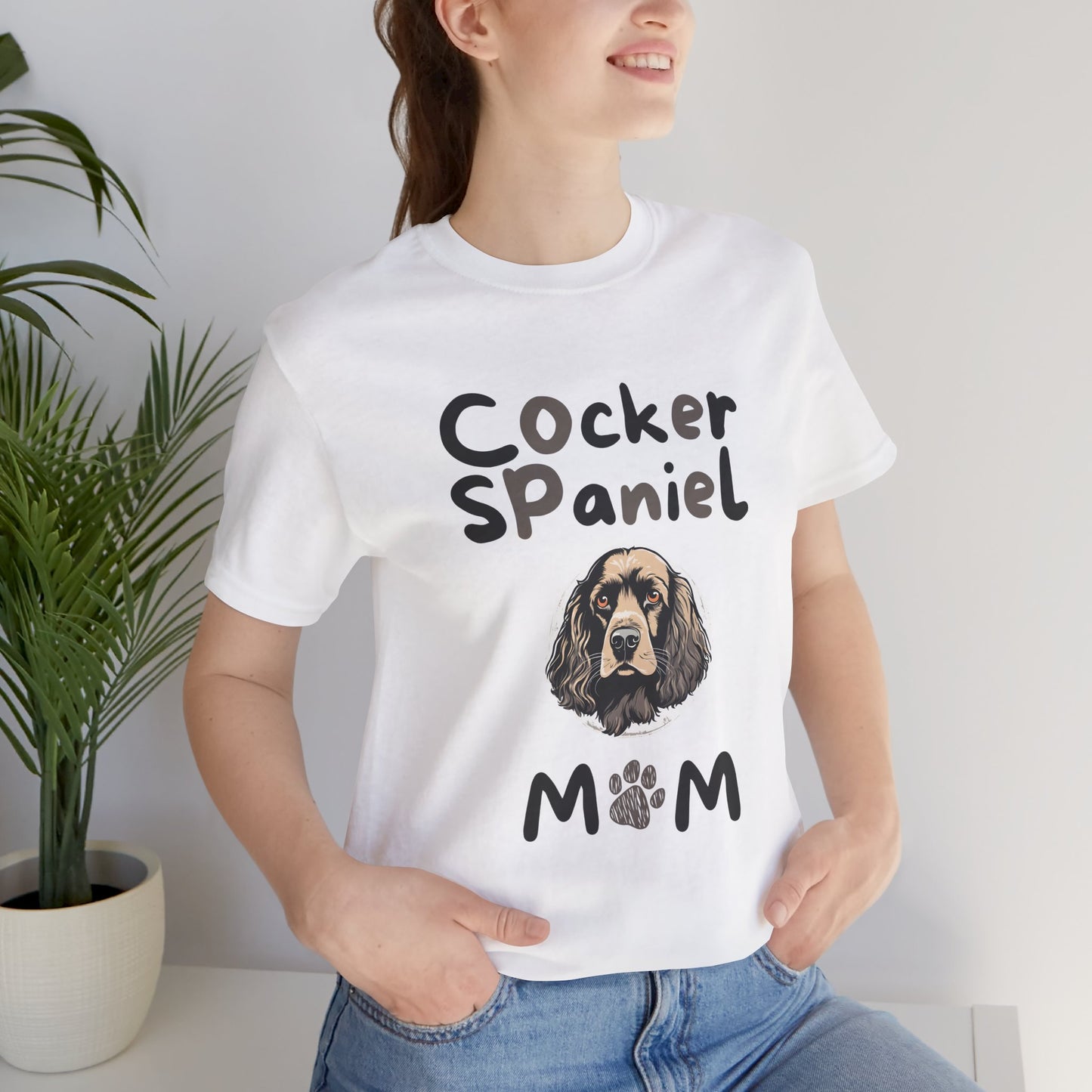 Cocker Spaniel Mum t-shirt in White worn by a model, front view