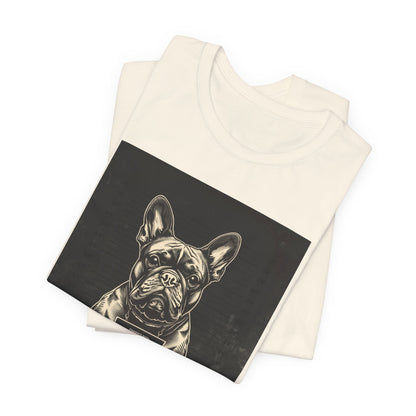 French Bulldog True Crime Night Shift t-shirt, athletic heather, front view