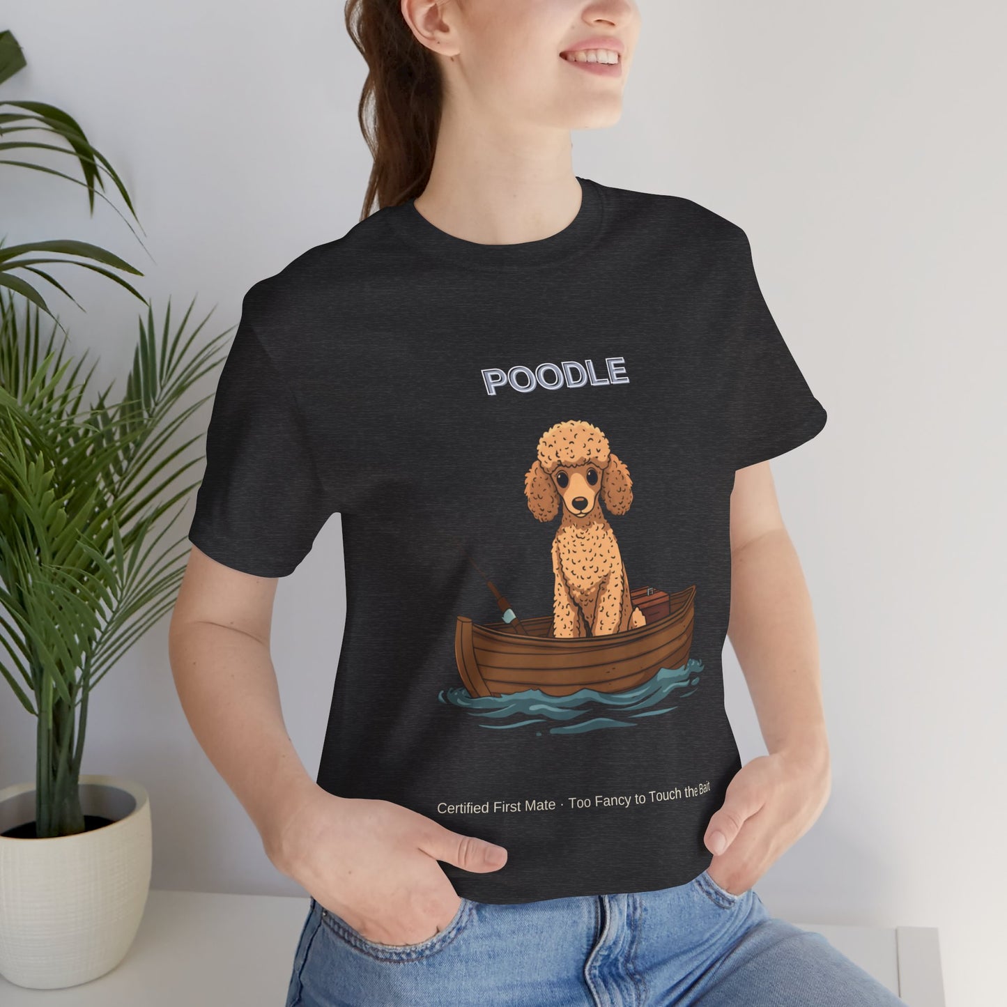 Poodle Fishing Buddy t-shirt, flat lay