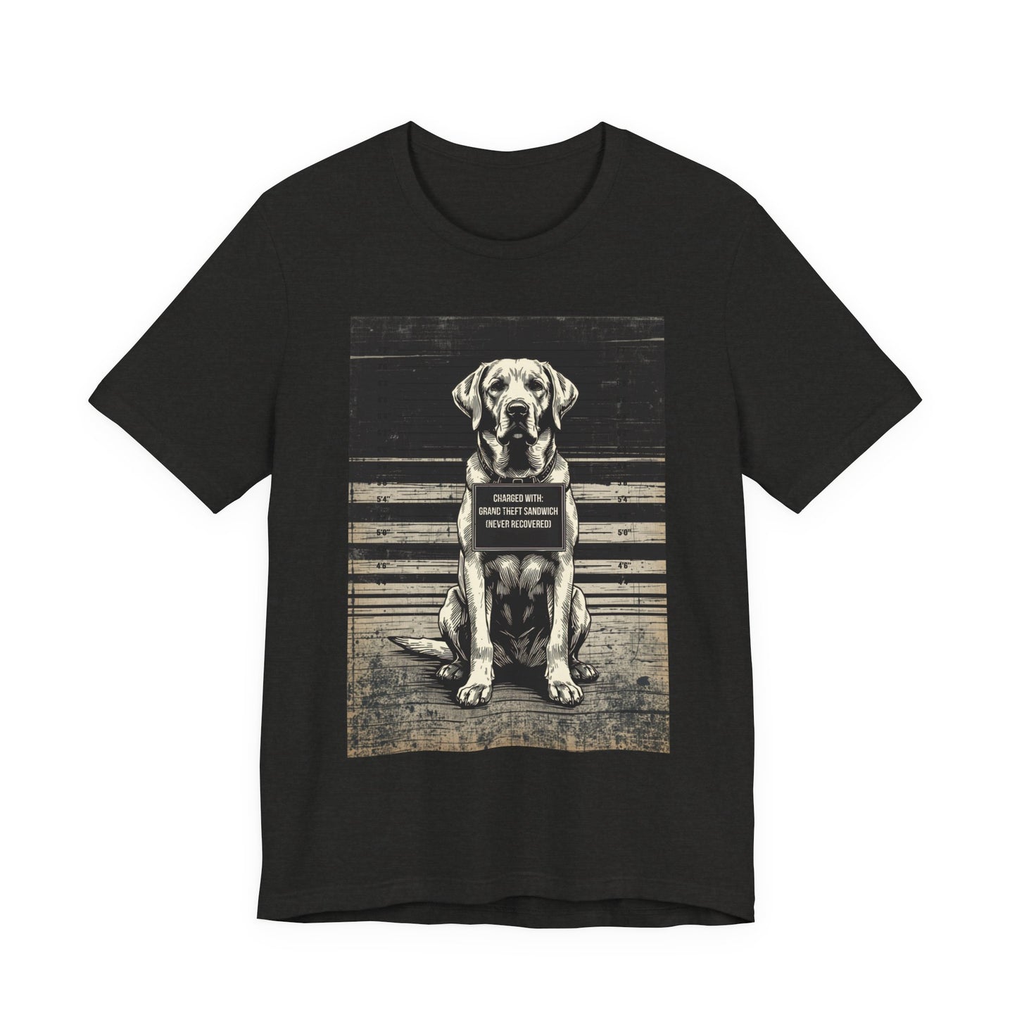 Labrador True Crime Night Shift t-shirt folded flat, black