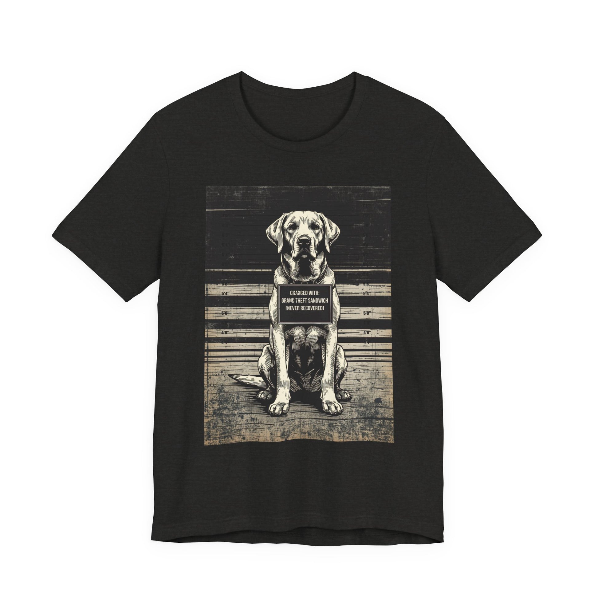 Labrador True Crime Night Shift t-shirt folded flat, black