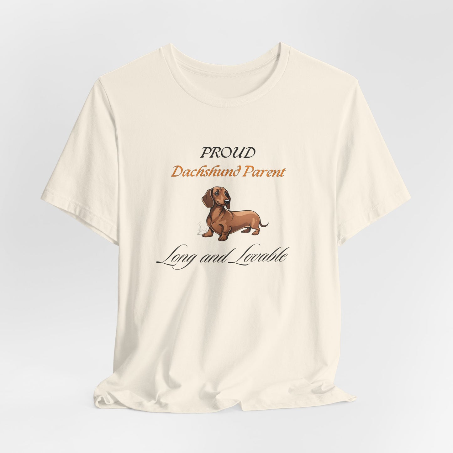 Proud Dachshund Parent Yellow t-shirt flat lay