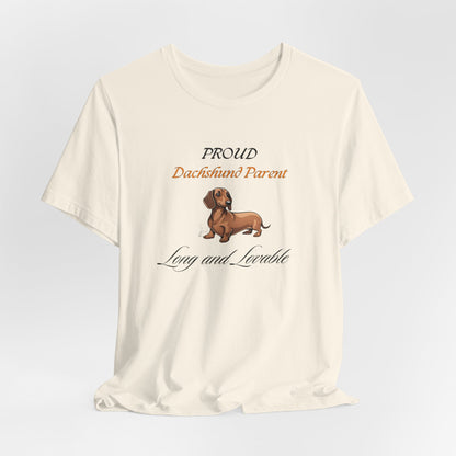 Proud Dachshund Parent Yellow t-shirt flat lay