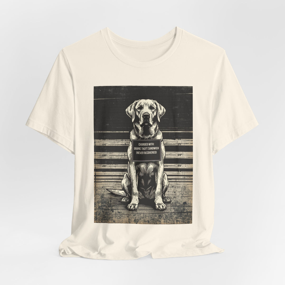Labrador True Crime Night Shift t-shirt, athletic heather, back view