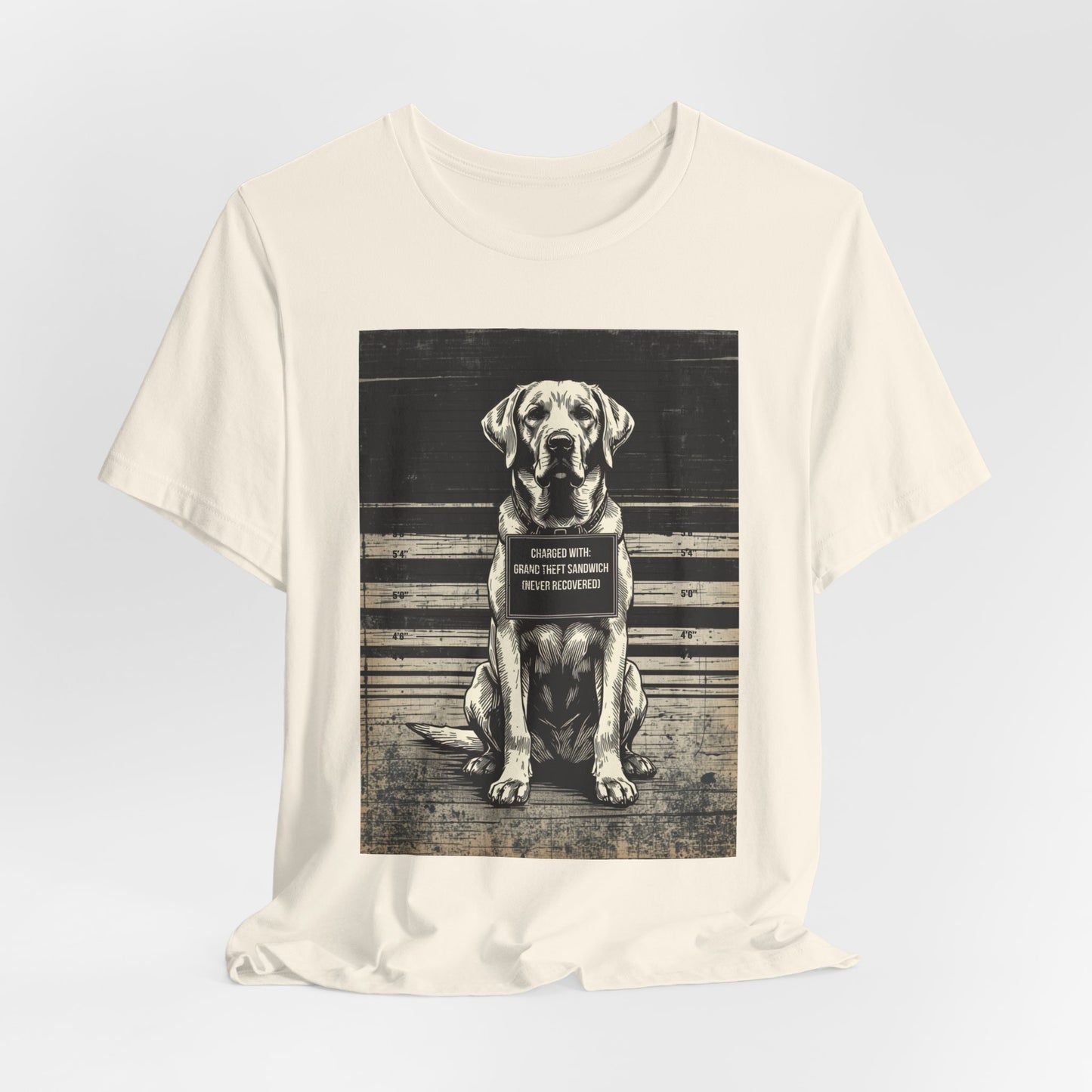 Labrador True Crime Night Shift t-shirt, athletic heather, back view