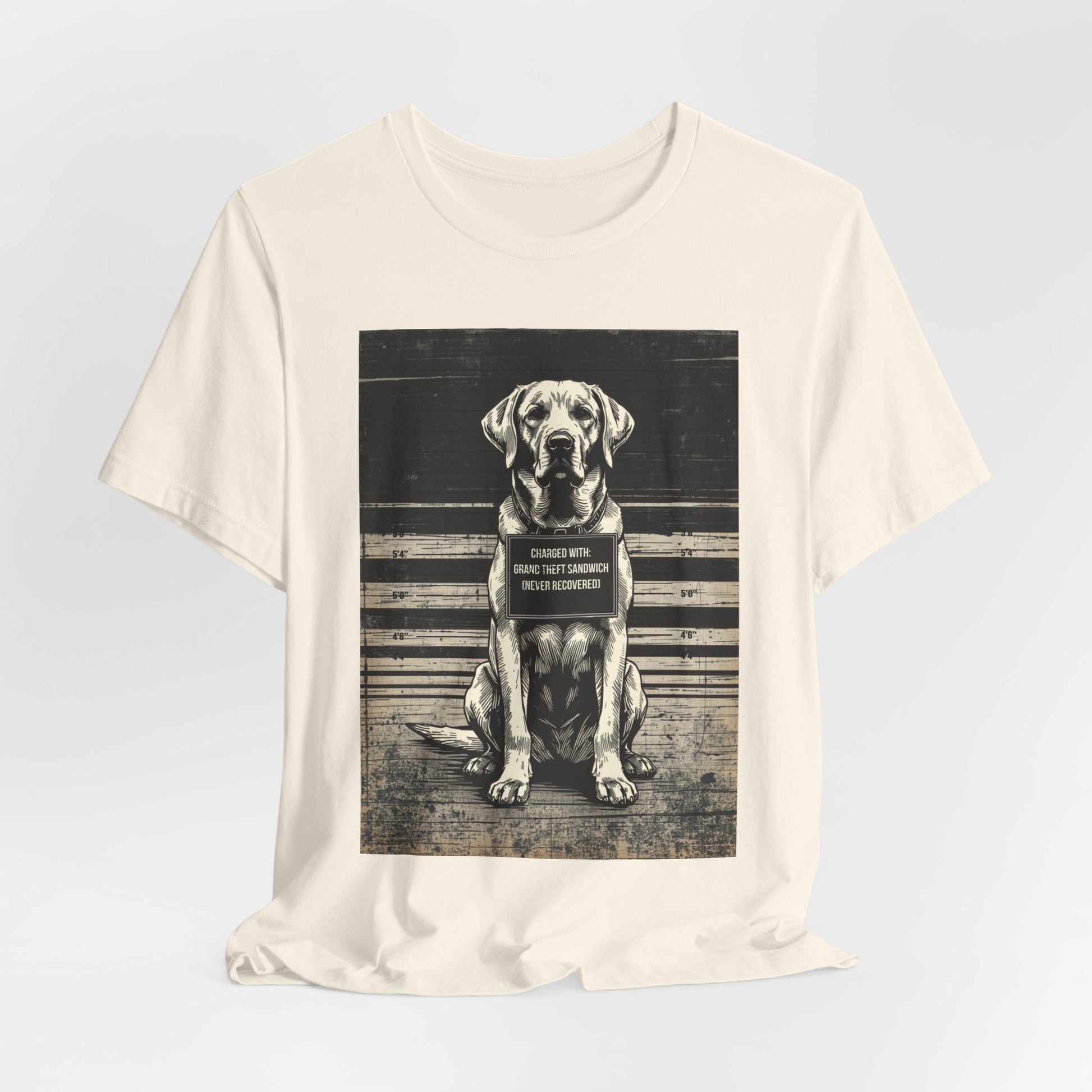 Labrador True Crime Night Shift t-shirt, athletic heather, back view