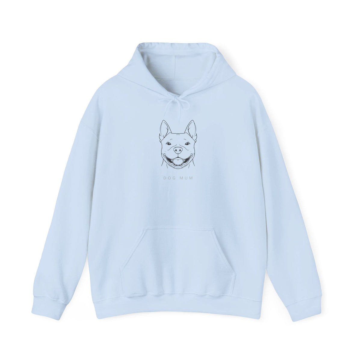 Staffie Dog Mum line art hoodie laid flat