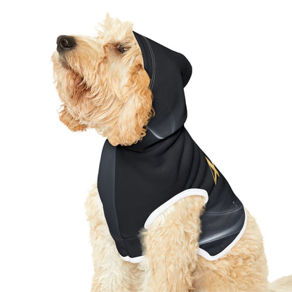 Close-up of smooth angel number 444 print on black pet hoodie