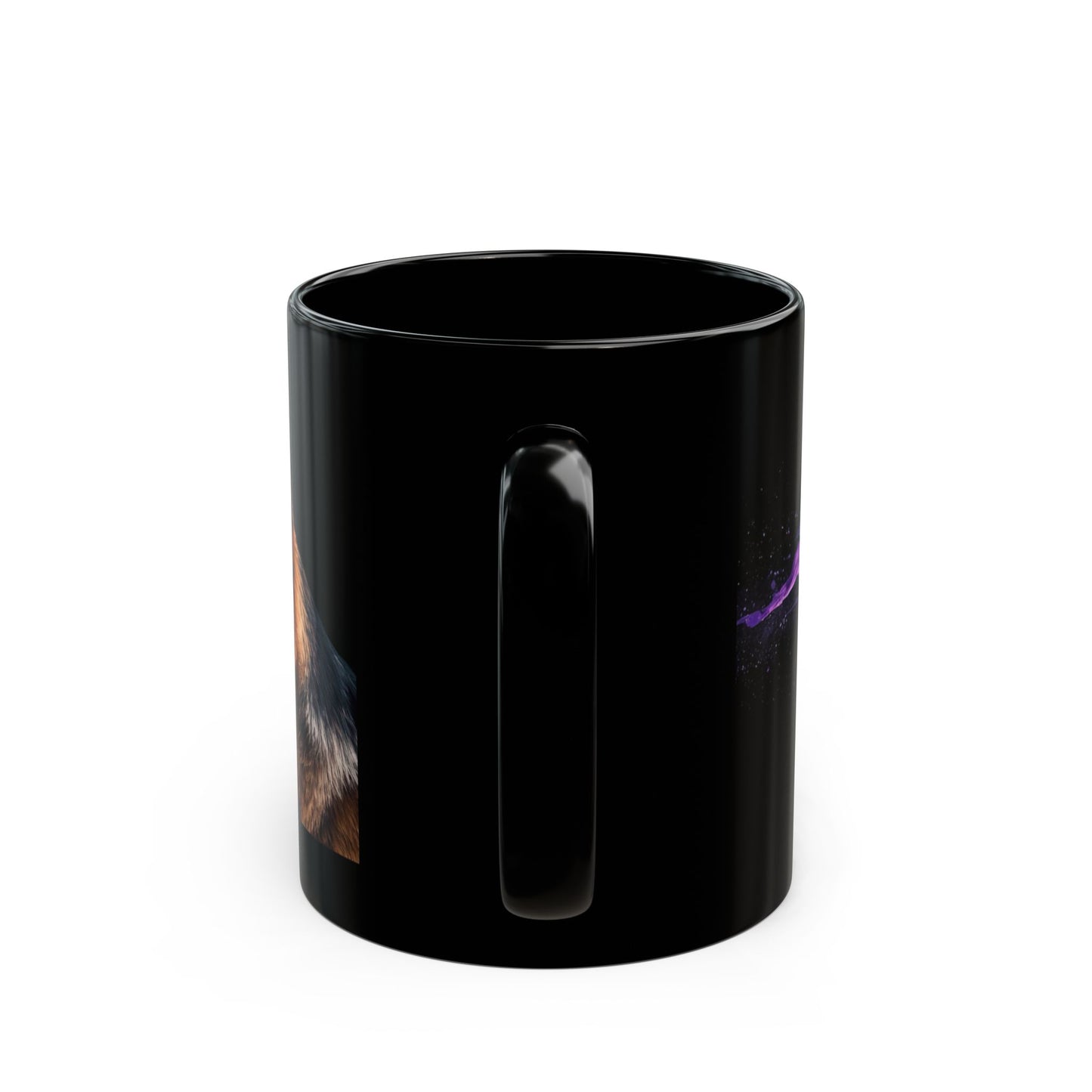 German Shepherd Galaxy Black Mug – Colorful Space Dog Coffee Cup (11oz/15oz)