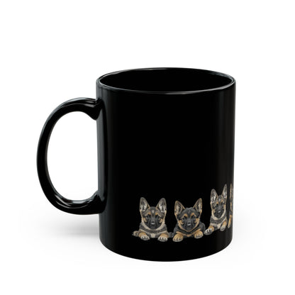 German Shepherd ceramic mug with coffee on a desk