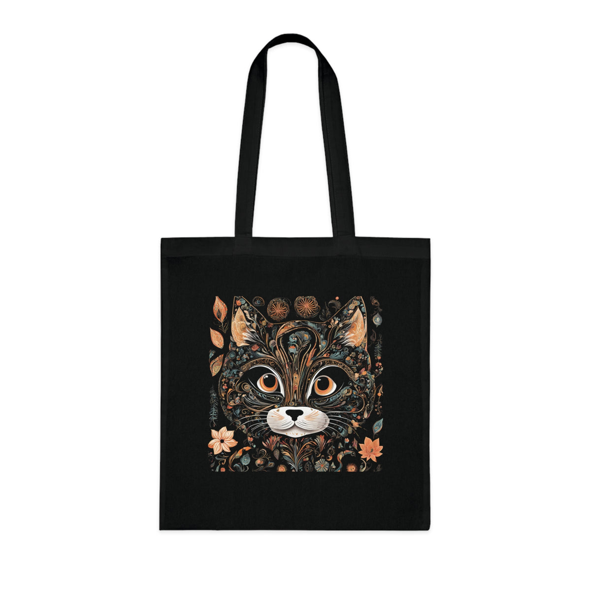 SniffWaggleNWalk™ cat tote in orange colourway showing transparent cat illustration