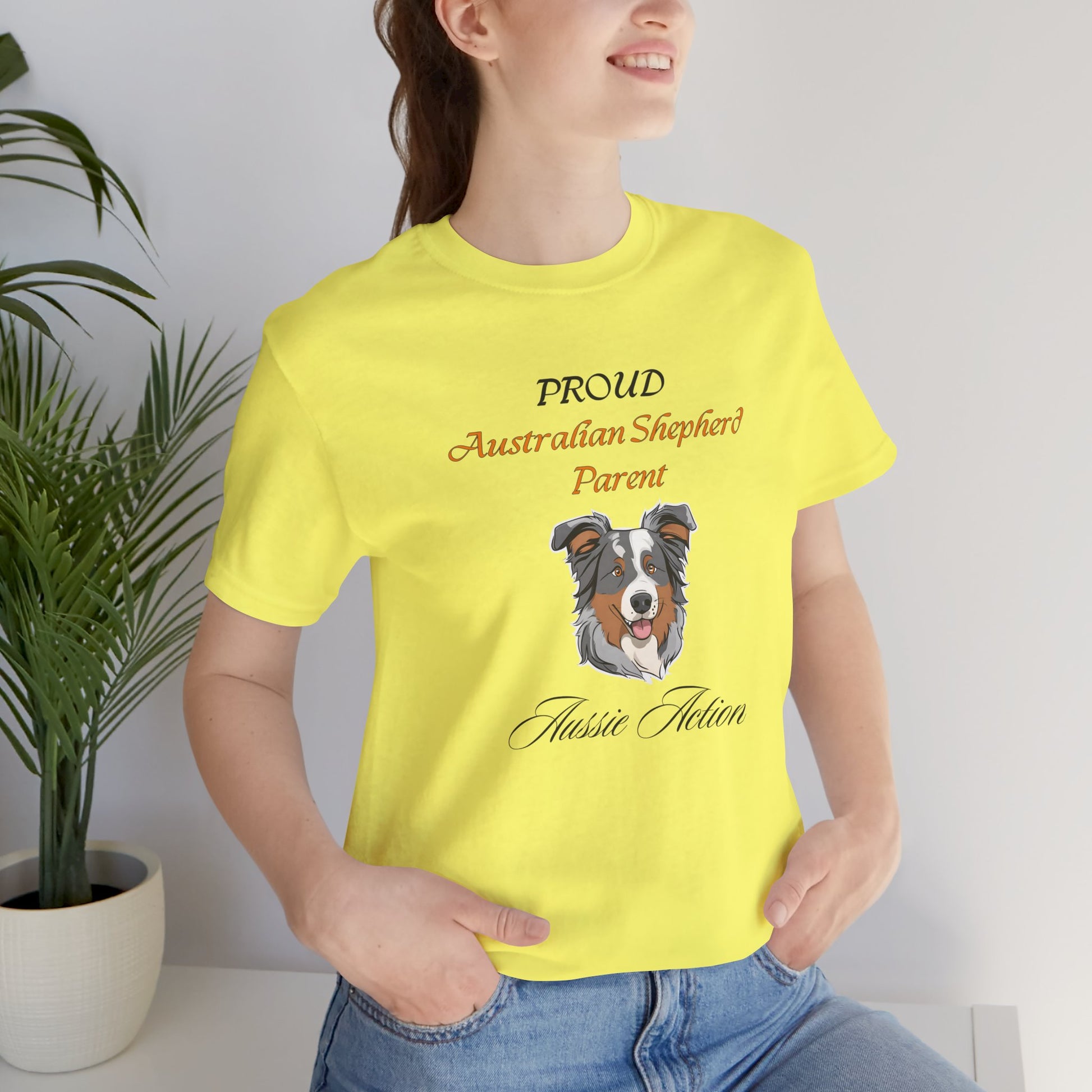 Proud Australian Shepherd Parent t-shirt styled outfit, lifestyle photo