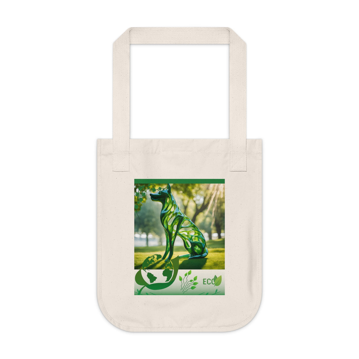 Eco friendly dog canvas tote in natural colourway — lifestyle carry shot