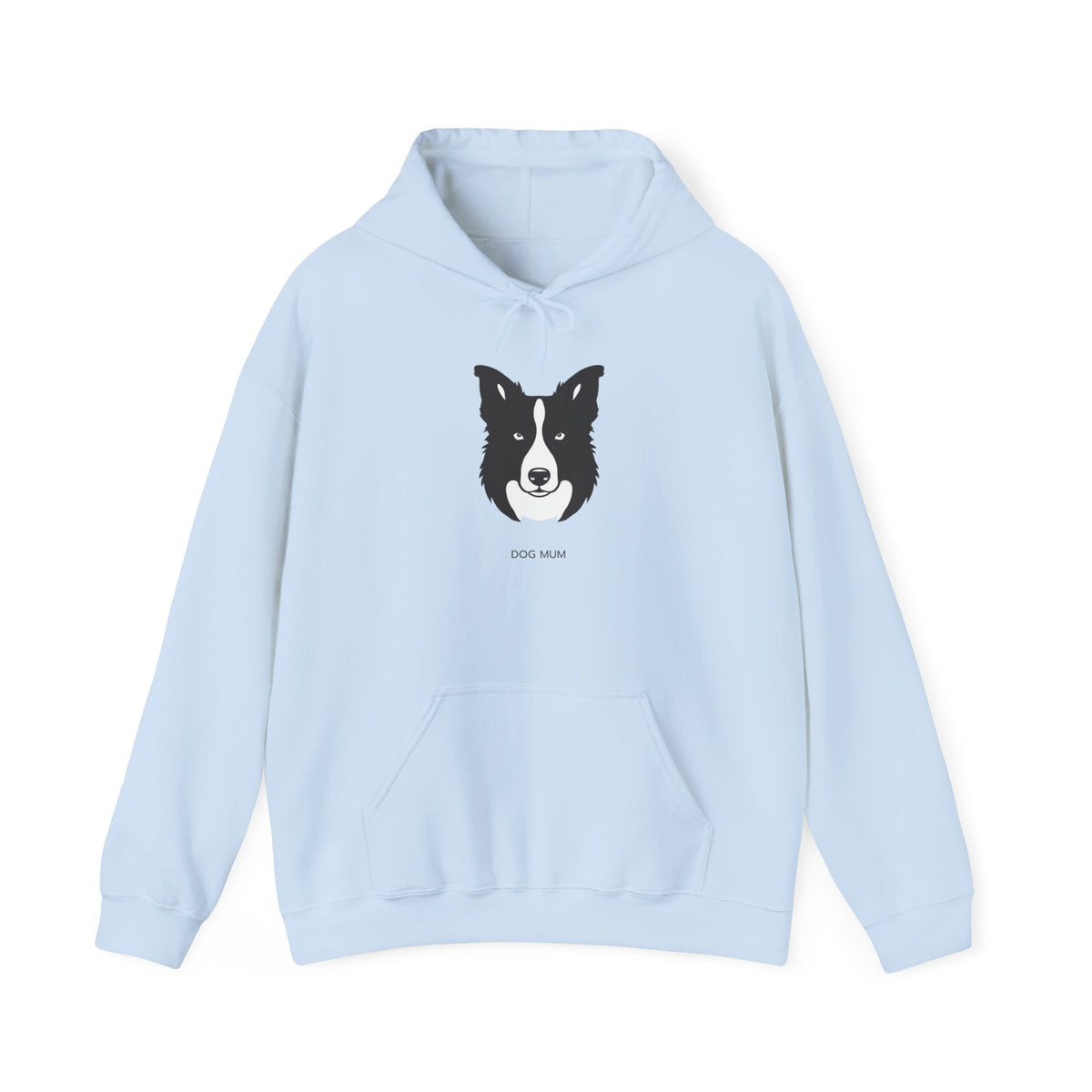 Border Collie Dog Mum line art hoodie laid flat