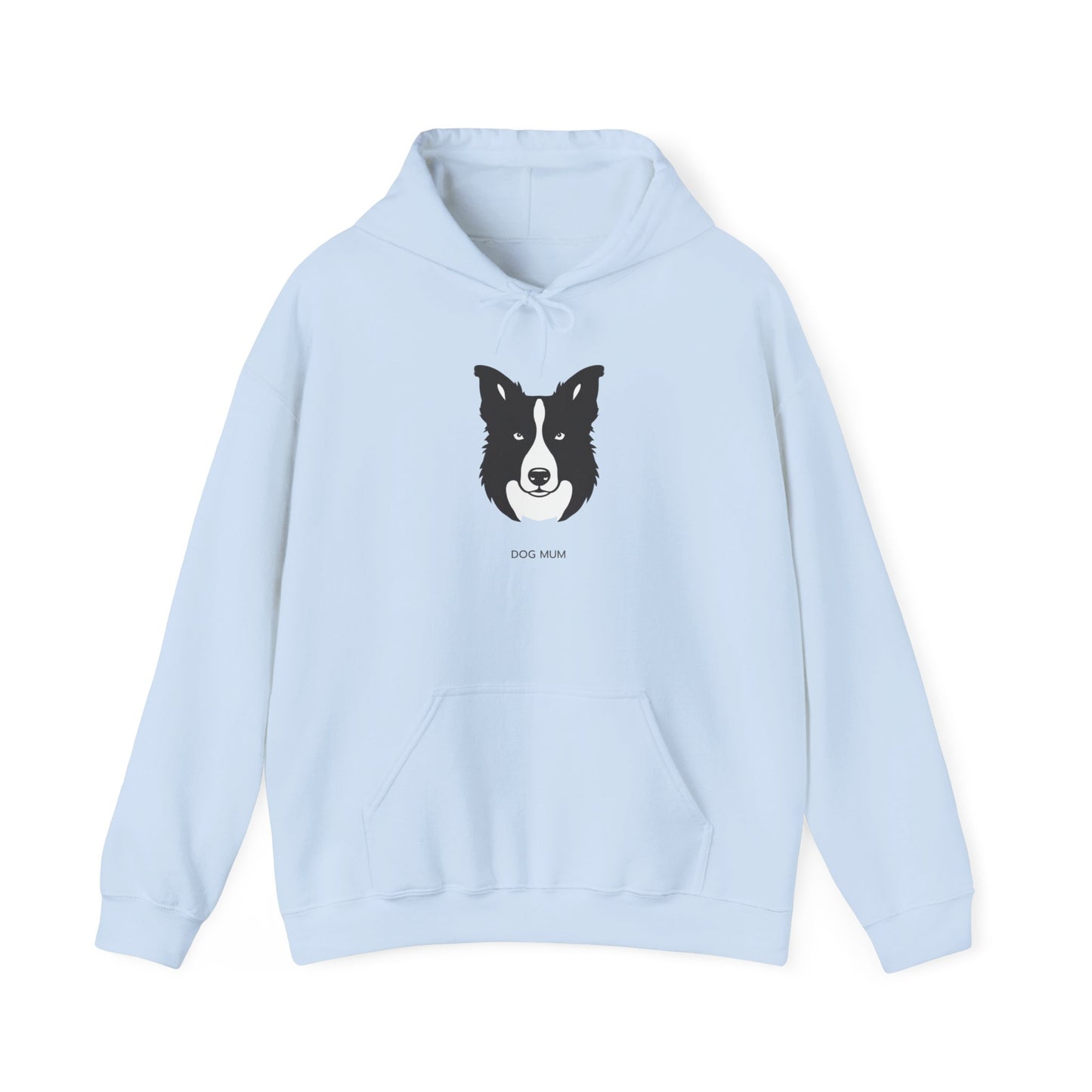 Border Collie Dog Mum line art hoodie laid flat