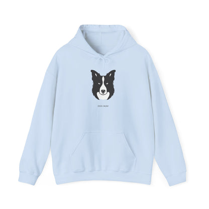 Border Collie Dog Mum line art hoodie laid flat