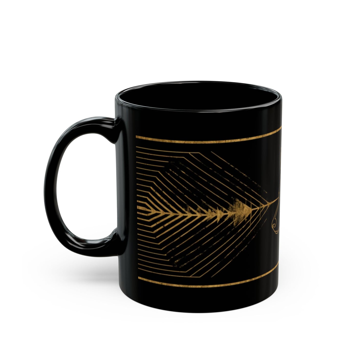 German Shepherd Gold Line Black Mug — Elegant Dog Lover Coffee Cup (11oz/15oz)