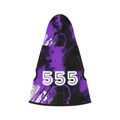 Midnight Signal™ 555 Pet Hoodie — Purple Grunge Streetwear Design