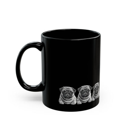 Pug ceramic mug with coffee on a desk