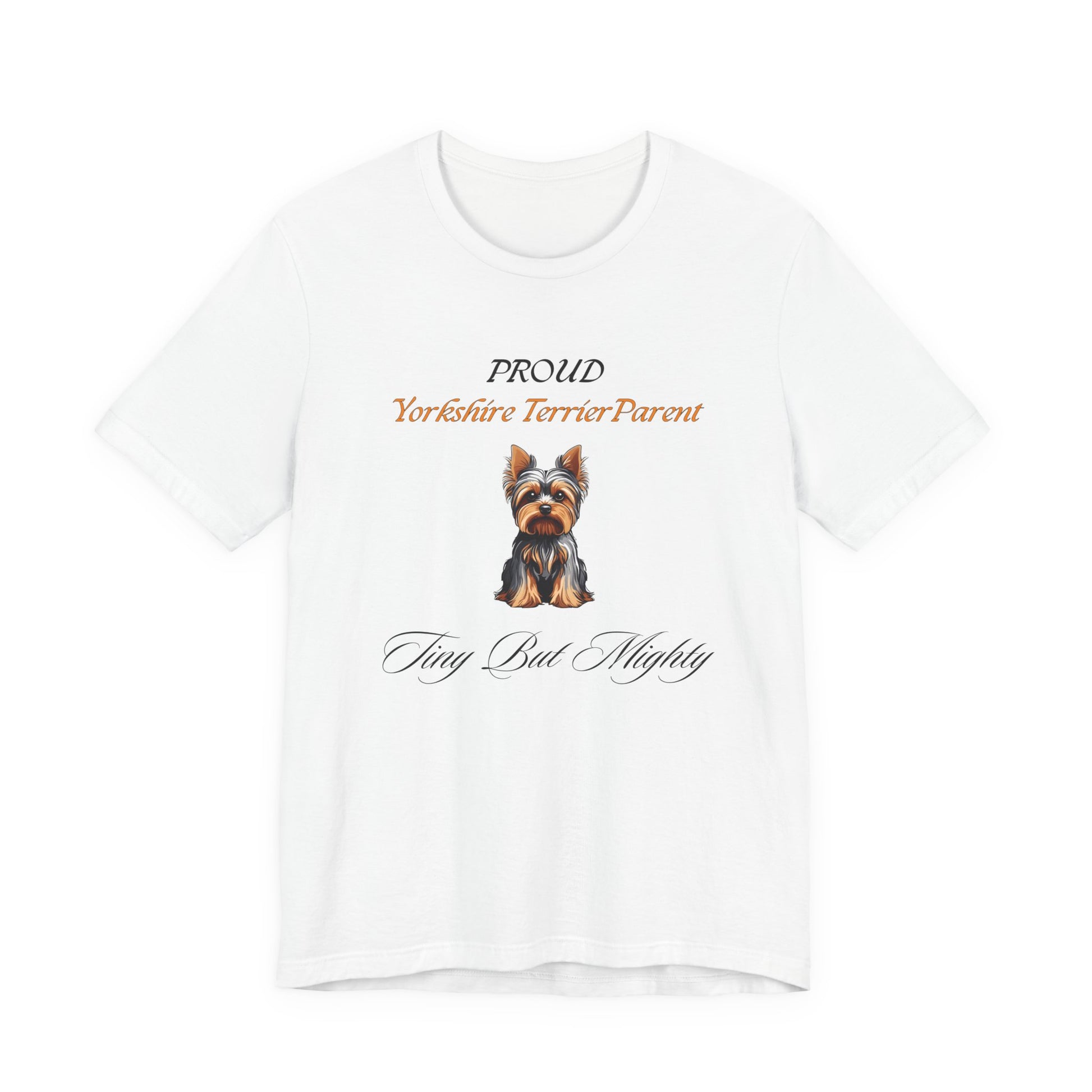 Proud Yorkshire Terrier Parent t-shirt in Yellow, front view