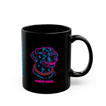 Labrador neon mug shown in hand
