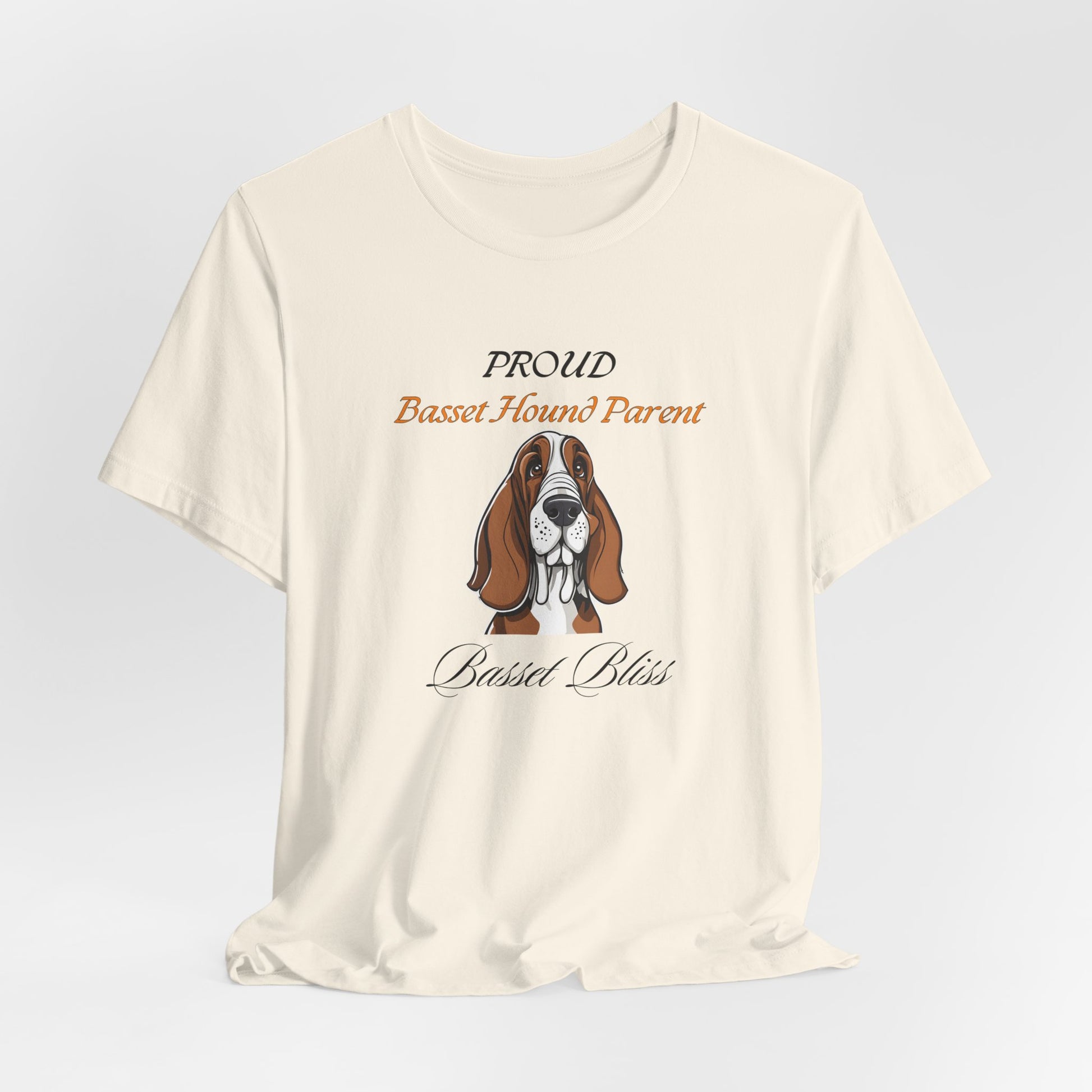 Proud Basset Hound Parent t-shirt folded, showing fabric texture