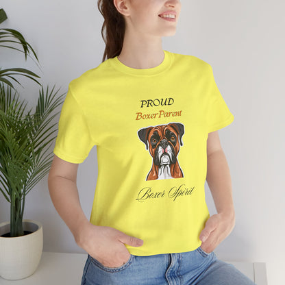 Proud Boxer Parent t-shirt shown for size reference