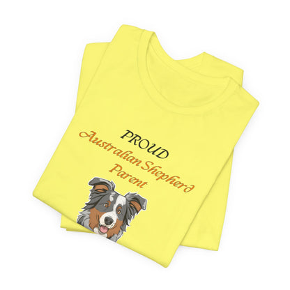 Proud Australian Shepherd Parent t-shirt sleeve and neckline detail