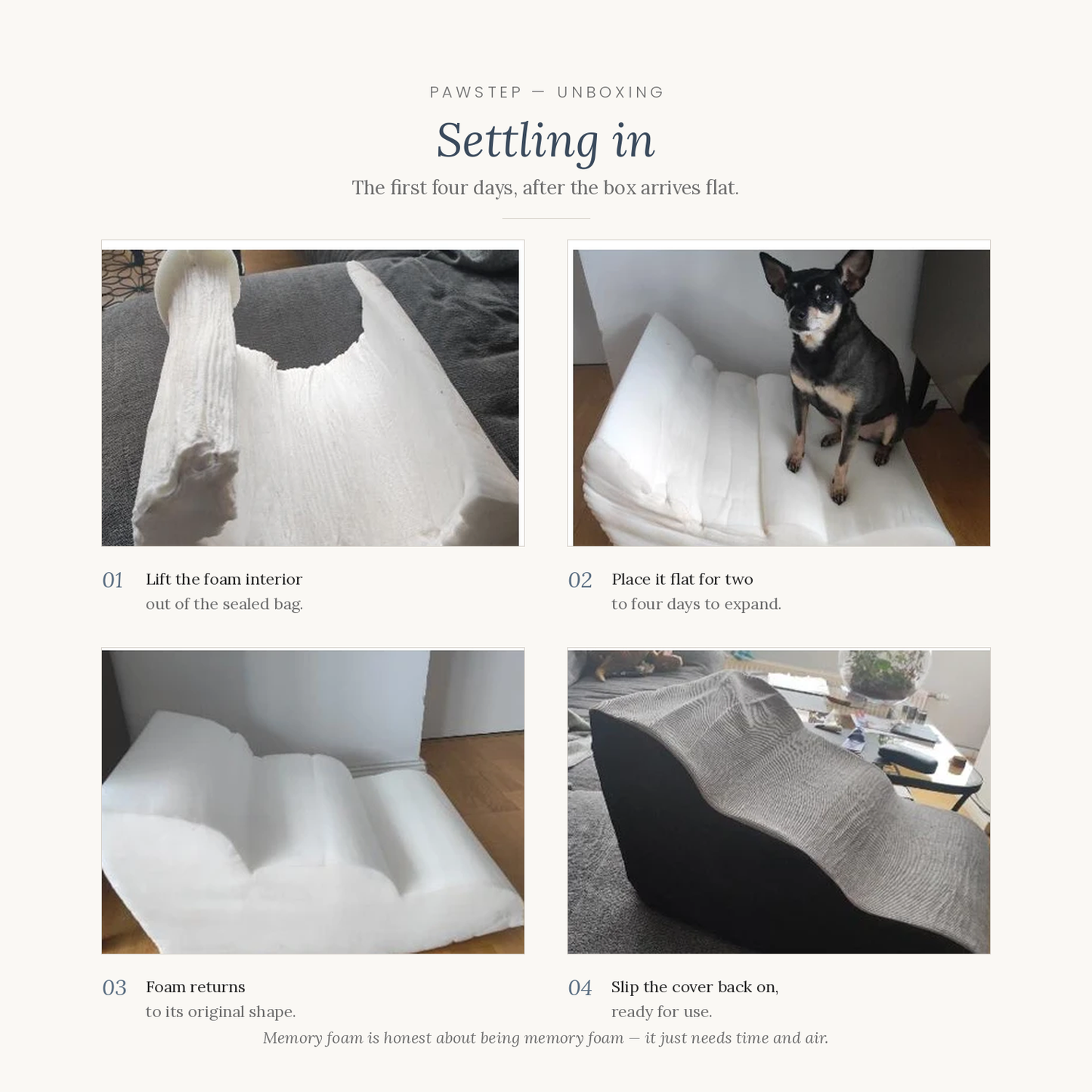 Instructions for setting up a pet bed stairs