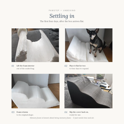Instructions for setting up a pet bed stairs