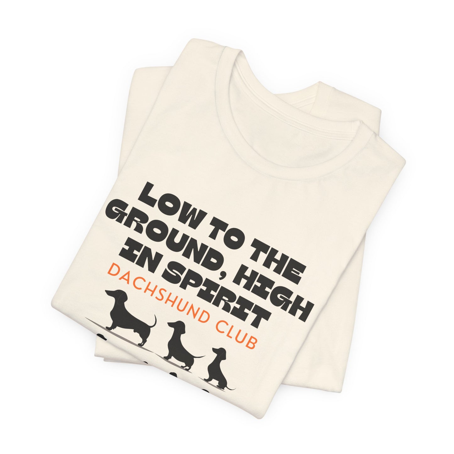 Folded Natural Dachshund Club t-shirt with dachshund silhouettes design