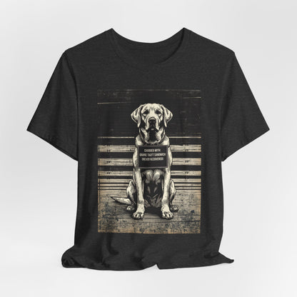 Labrador True Crime Night Shift t-shirt product photo, folded, black