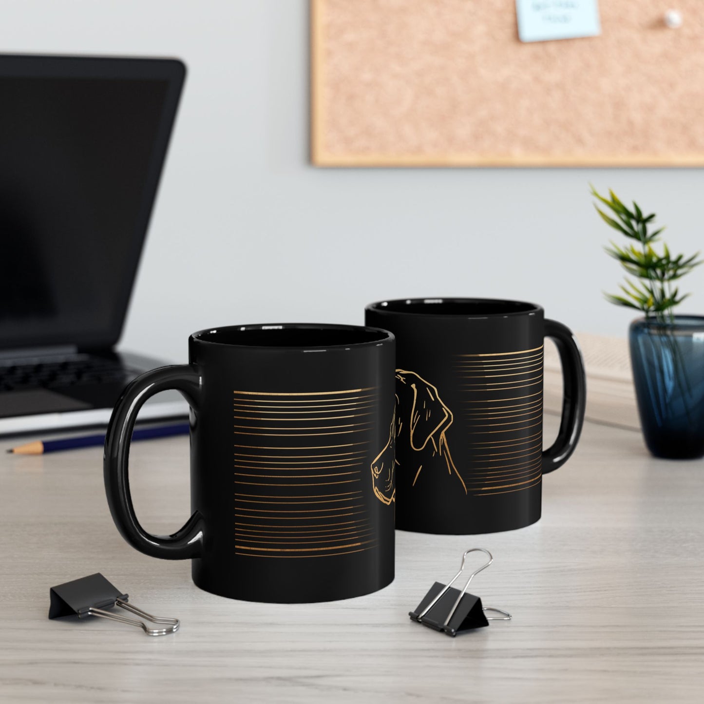 Golden Labrador Outline Black Mug – Dog Lover Coffee Cup (11oz & 15oz)